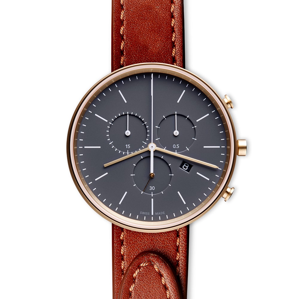 M40 chronograph watch in PVD satin gold