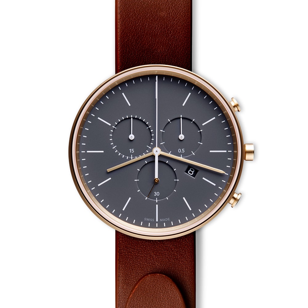M40 chronograph watch in PVD satin gold