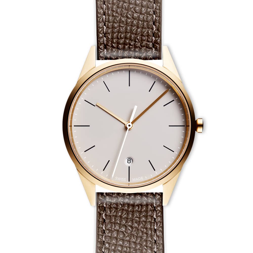 C36 date watch in PVD satin gold